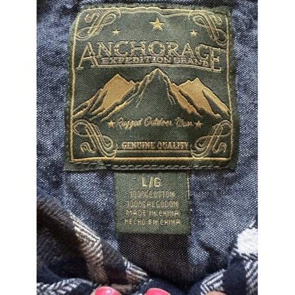 Anchorage Expedition Flannel Shirt Mens Large Blue Plaid Long Sleeve Button Up - Picture 11 of 13